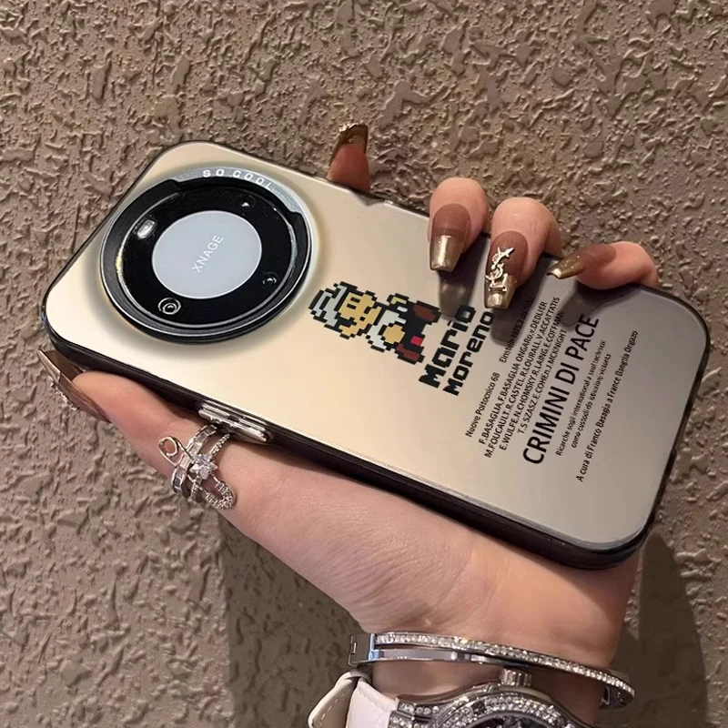 适用华为mate60pro手机壳彩绘mate50马里奥彩银硅胶mt40pro保护套