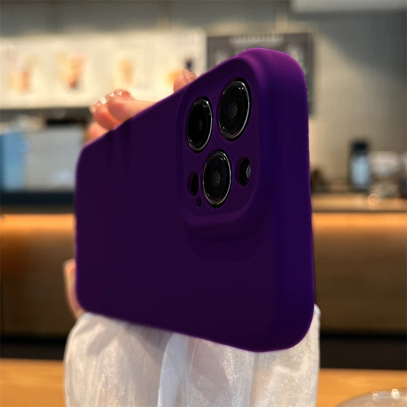 适用苹果14手机壳新款暗紫色iPhone14promax液态硅胶17镜16promax