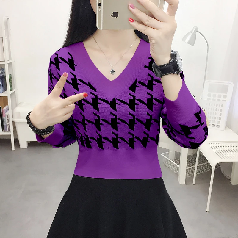 针织毛衣女2025春秋新款打底衫修身大码长袖上衣秋冬韩版短款T恤