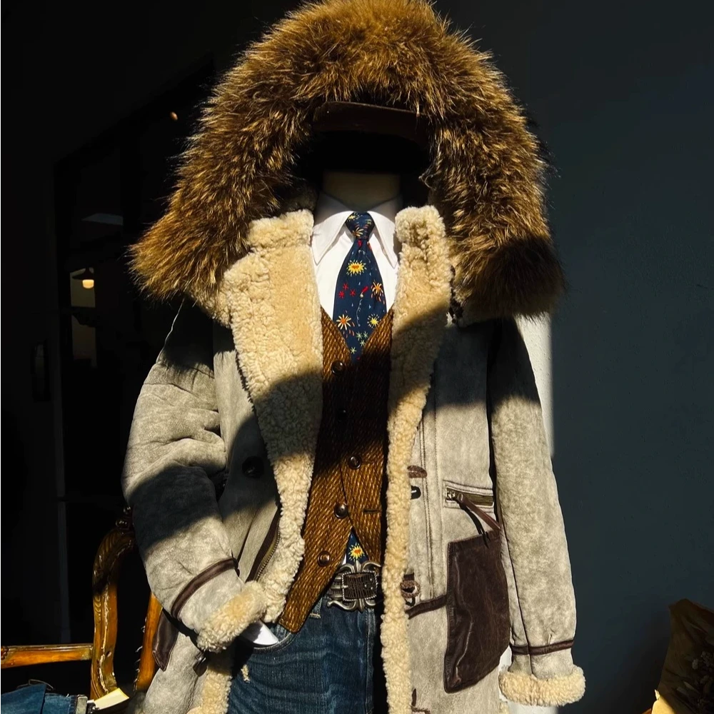 CIDU/刺度冬季中长款B7羊皮毛一体真皮大毛领宽松款