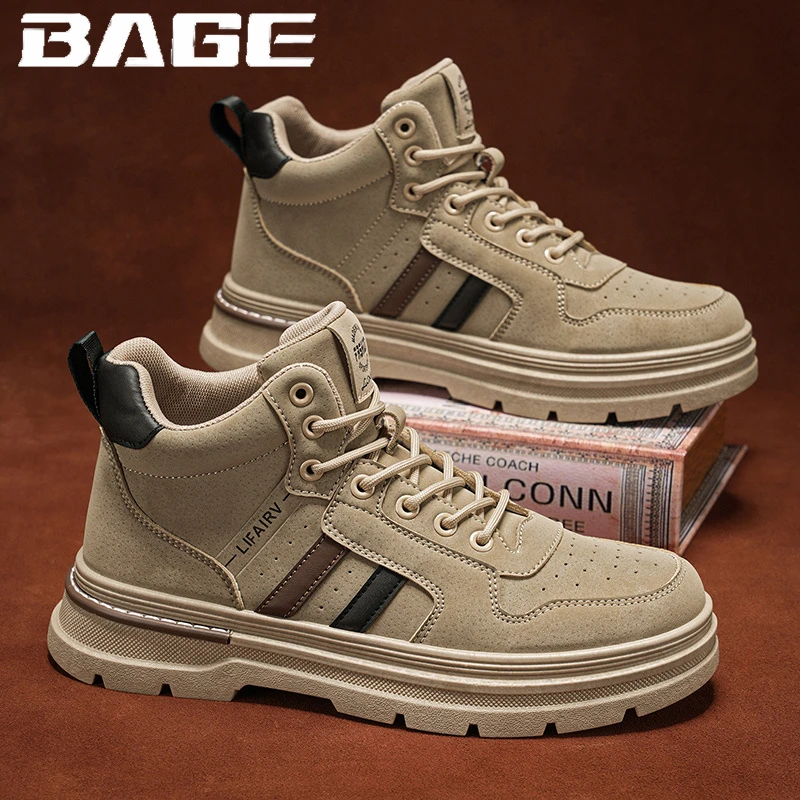 八哥 马丁靴男春秋款户外休闲中高帮男工装靴沙漠作战登山短靴男