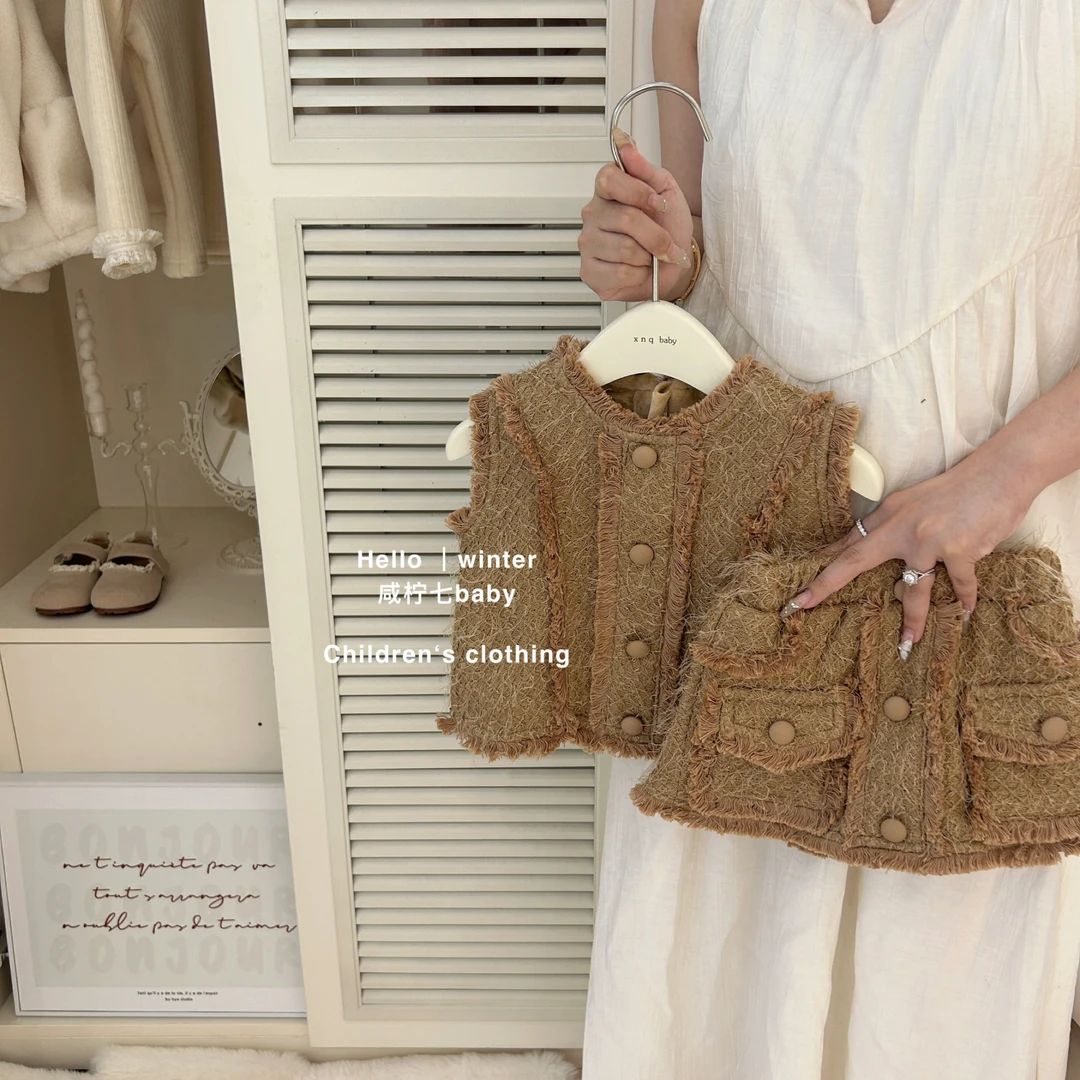 【现】女童小香风套装秋冬2024新款洋气儿童马甲短裙女孩网红两件套