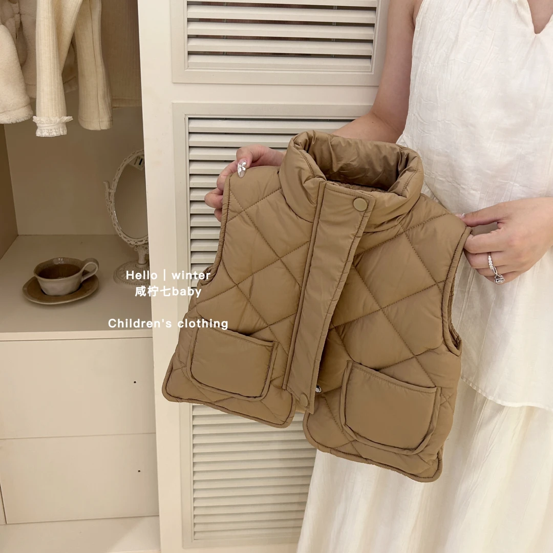 韩国童装男女童外套2024新款秋冬洋气儿童夹棉保暖简约坎肩马甲