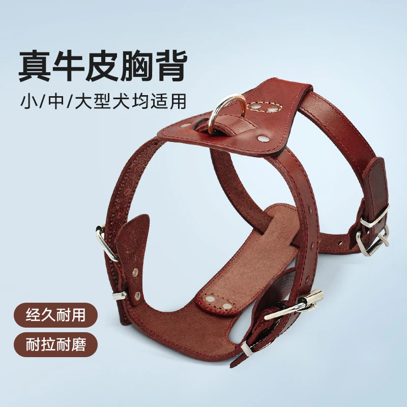 牛皮狗狗胸背带小犬泰迪比熊博美中大犬杜宾犬柴犬马犬宠物背心