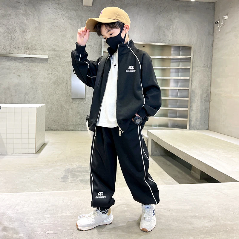 儿童装男童春装2023新款套装中大童男孩帅气运动服洋气时髦春秋款