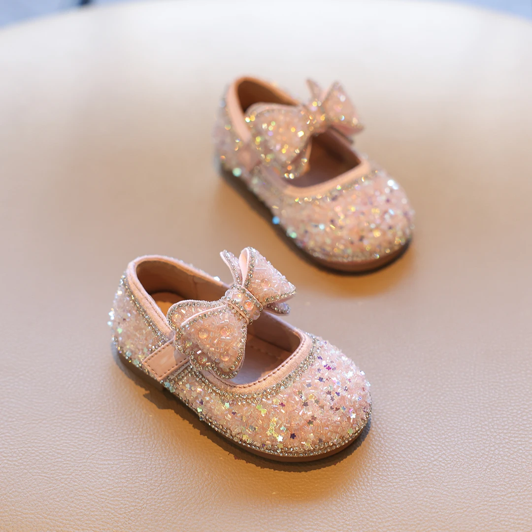 女童鞋子儿童公主小皮鞋2025春秋款新款秋季女孩宝宝爱莎水晶单鞋