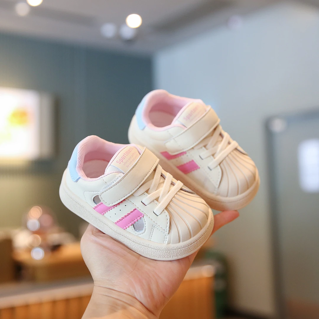 婴儿鞋子软底学步鞋女宝宝小童洋气贝壳头鞋1一2-3岁男宝时尚板鞋