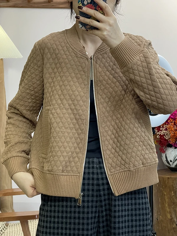 DaoZi/丹丹 3285-三角棉拼毛织外套