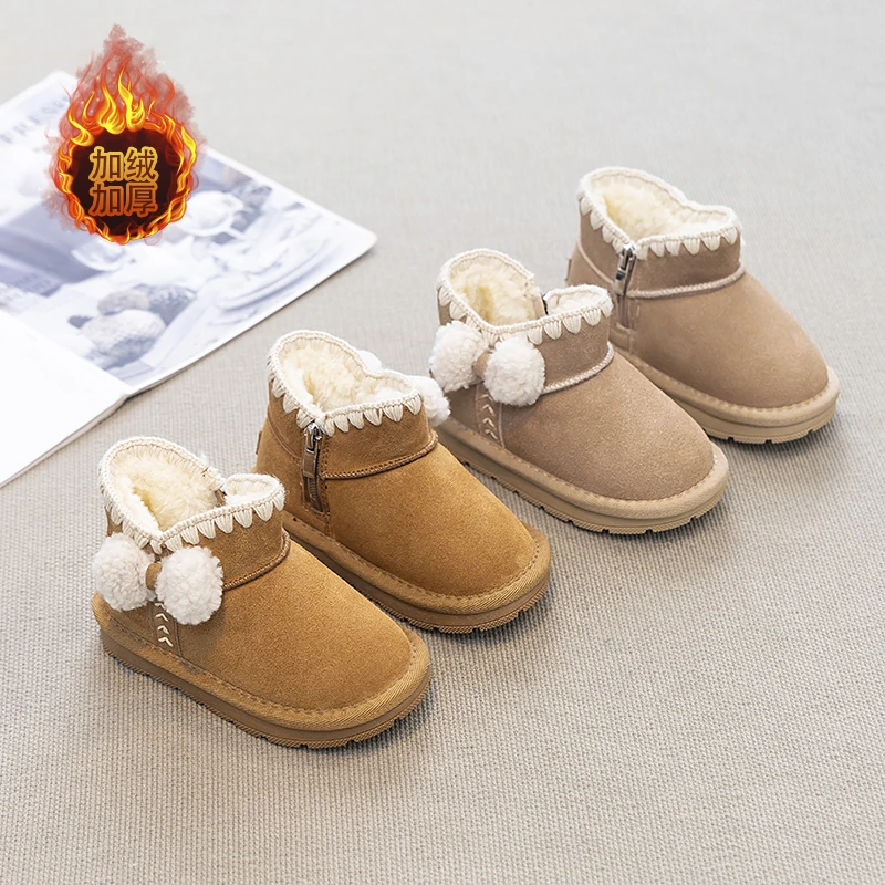 ABC儿童雪地靴2024新款冬季女童雪地棉鞋子冬鞋加绒加厚棉鞋东北