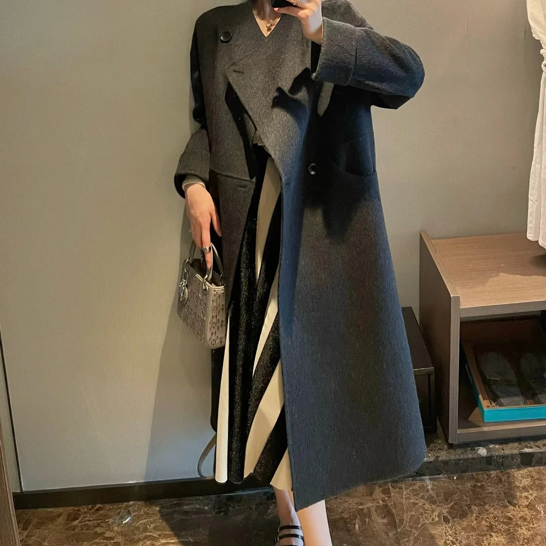 大码韩版网红气质慵懒风宽松双面羊毛大衣821曼曼专项