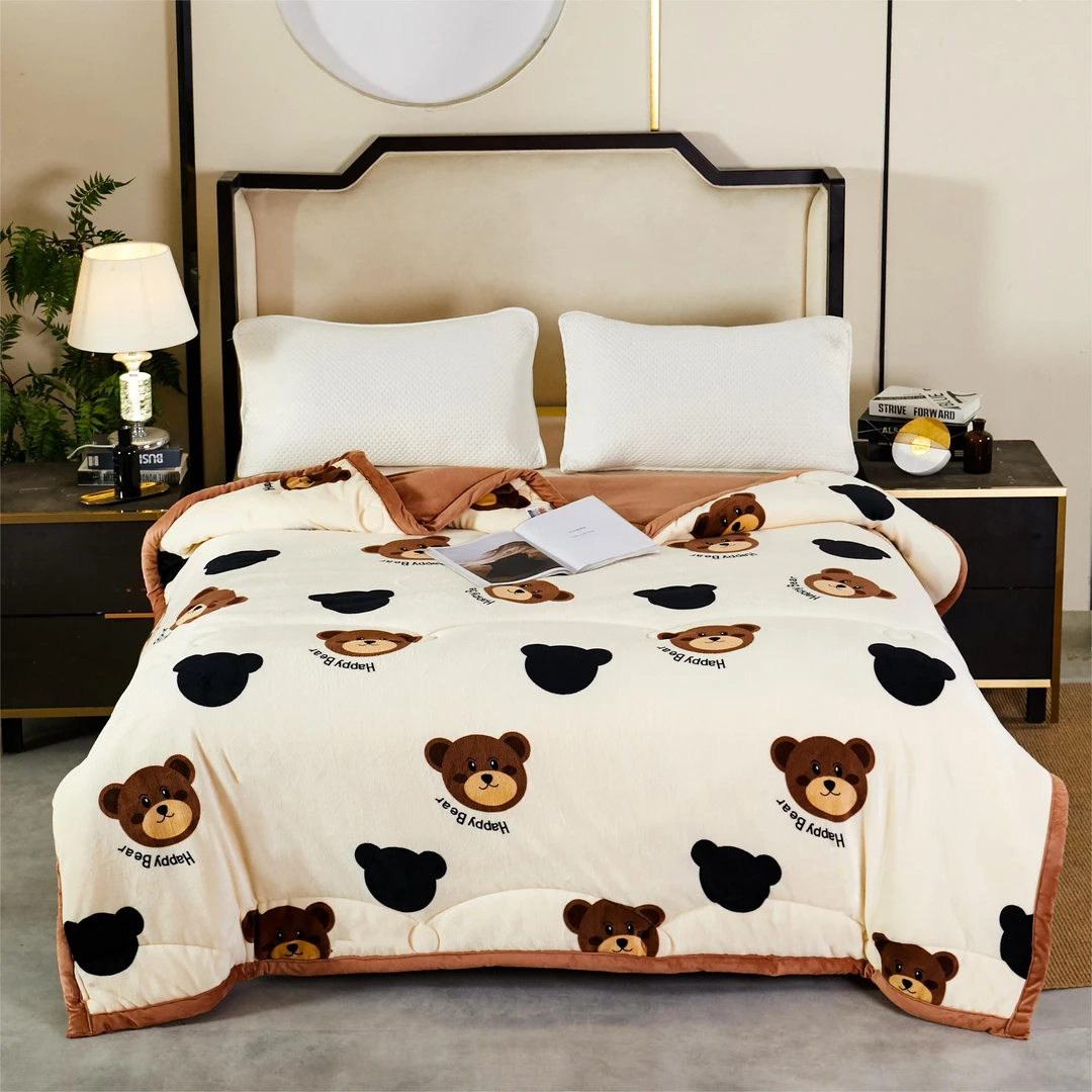 秋冬新款宝宝绒双面绒冬被冬季保暖牛奶绒被子C