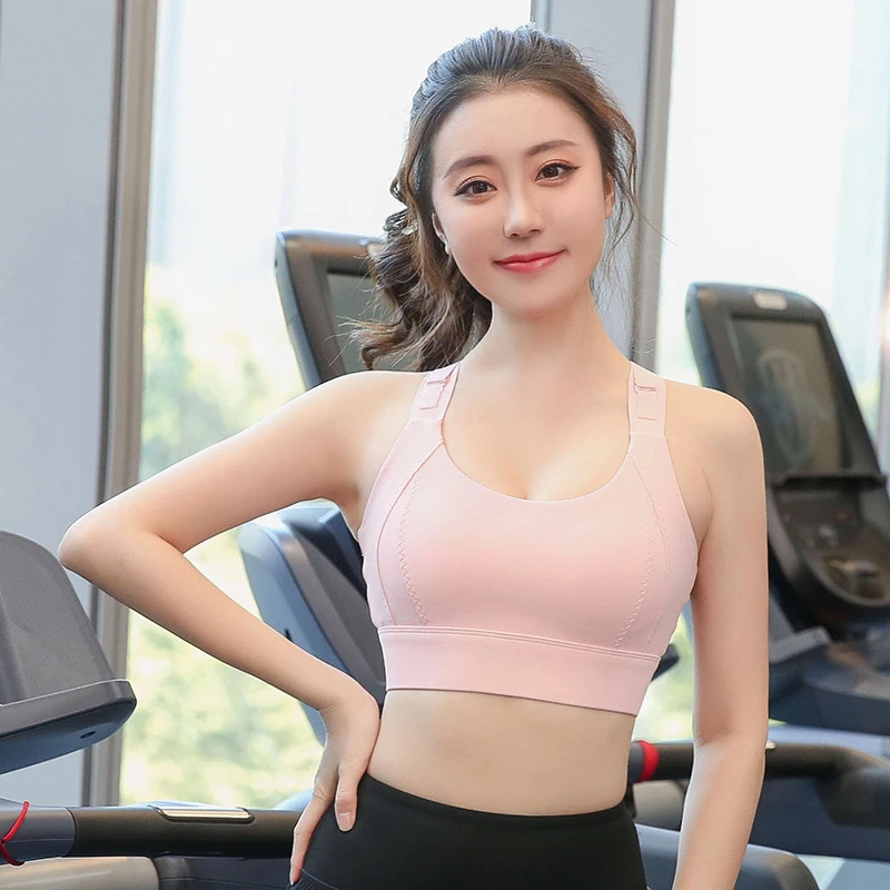 透气大胸显小运动内衣可调节一体式乳胶健身防震背心