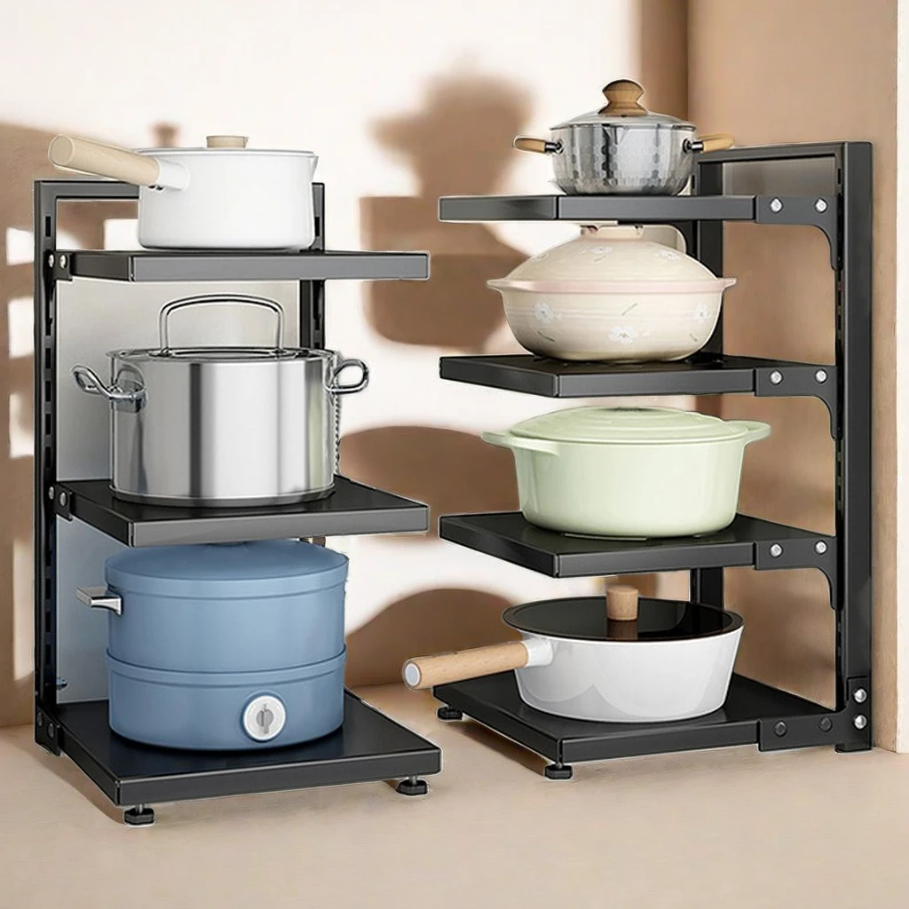 奥致锅架家用落地置物架分层可调节下水槽储物架转角多功能炒锅架