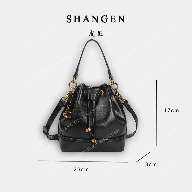 【尚恩CC】SKL-5398-黑色-轻奢时尚女士新款手提单肩斜挎水桶包