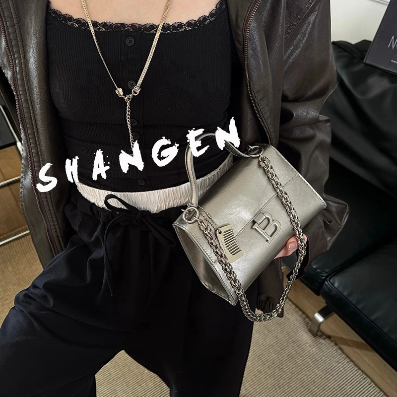 【尚恩CC】SD-5262-古银色-21*6*15轻奢时尚女士新款手提单肩斜挎包