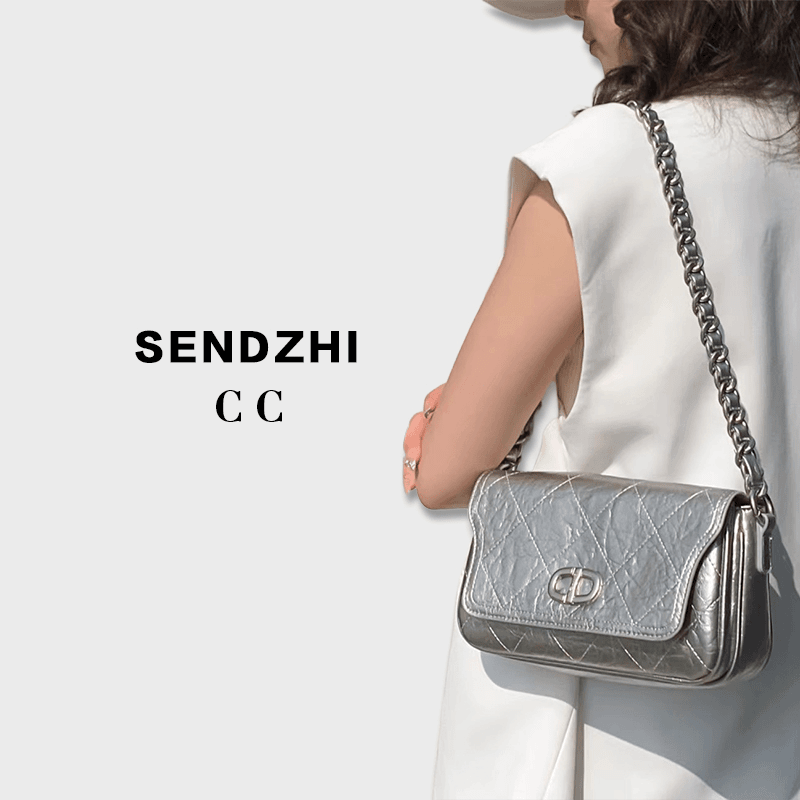 【CC甄选】QYX-9519-古银色-RAIN.CUN单肩斜跨包24*6.5*13