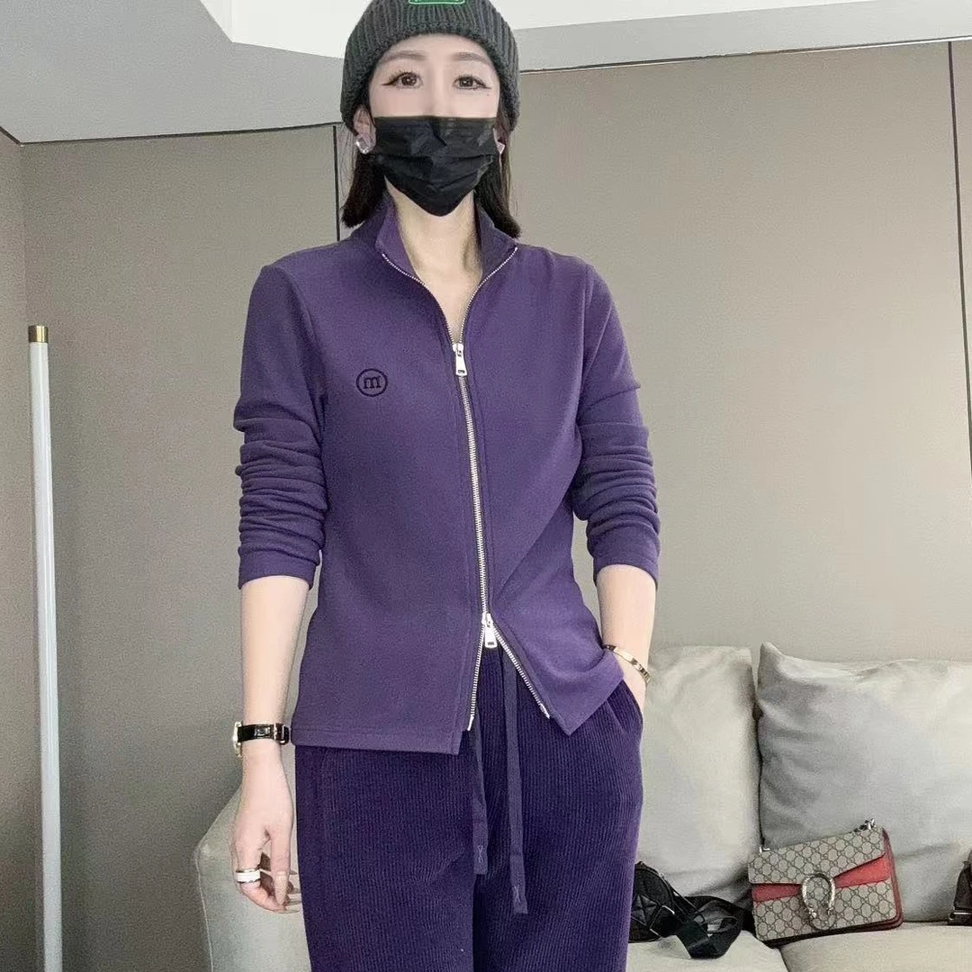 【鸯哥】2331秋冬新款双拉链设计百搭时尚长袖女款上衣