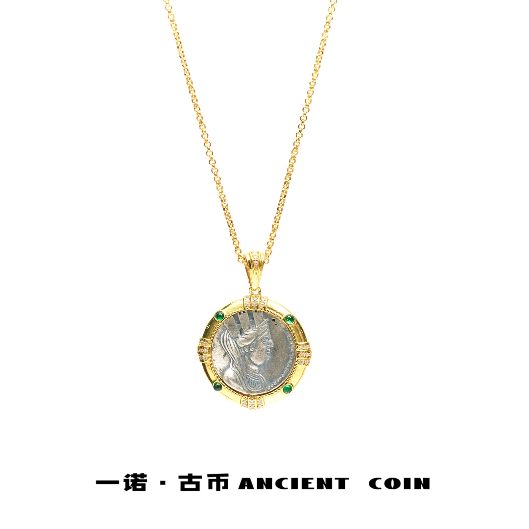 坠链均925银 【财富女神堤喀】GB-XL144手工小众气质复古风币项链