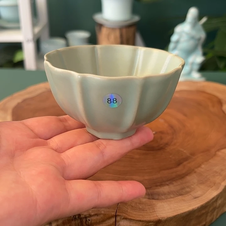 杯仿古釉花口杯微瑕