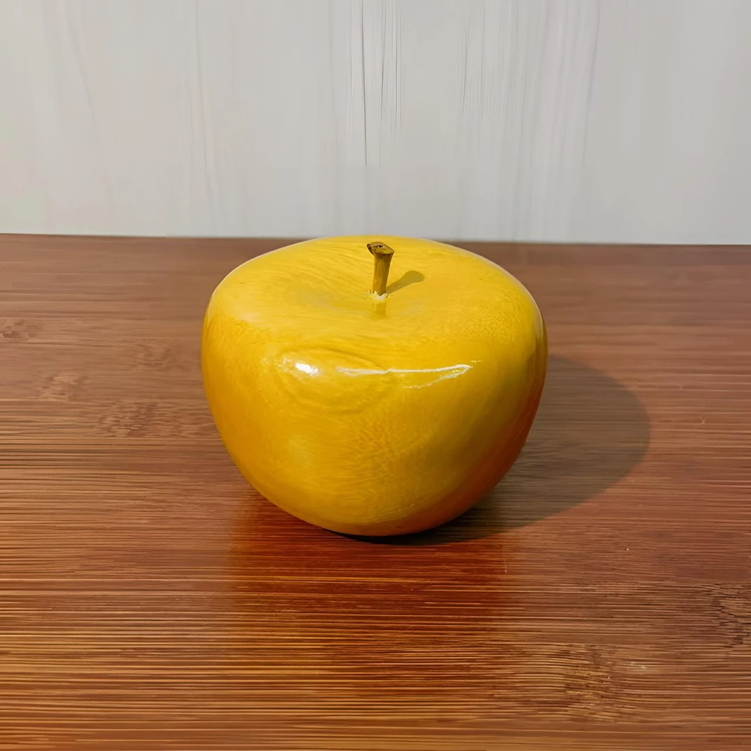 （万）金丝楠苹果木质黄色精美摆件手把件送礼节日平安夜实木纪念品
