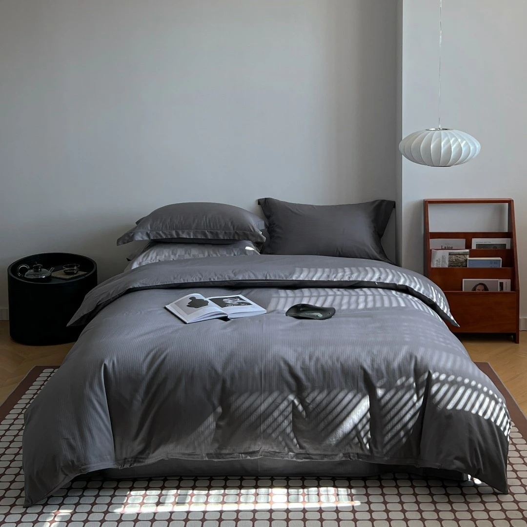 全棉纯棉100%棉高端轻奢色织提花四件套床品——威斯汀条系列