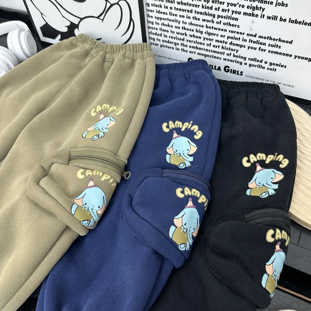 清断码不补【加绒加厚】儿童裤子童装男童卫裤长裤女童宝宝冬季