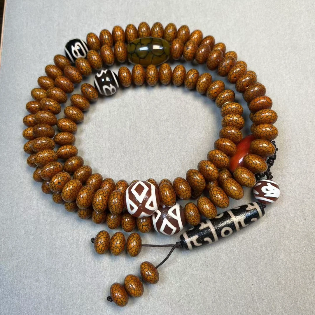 藏收老星月108算盘珠搭配玛瑙配饰文玩脖挂