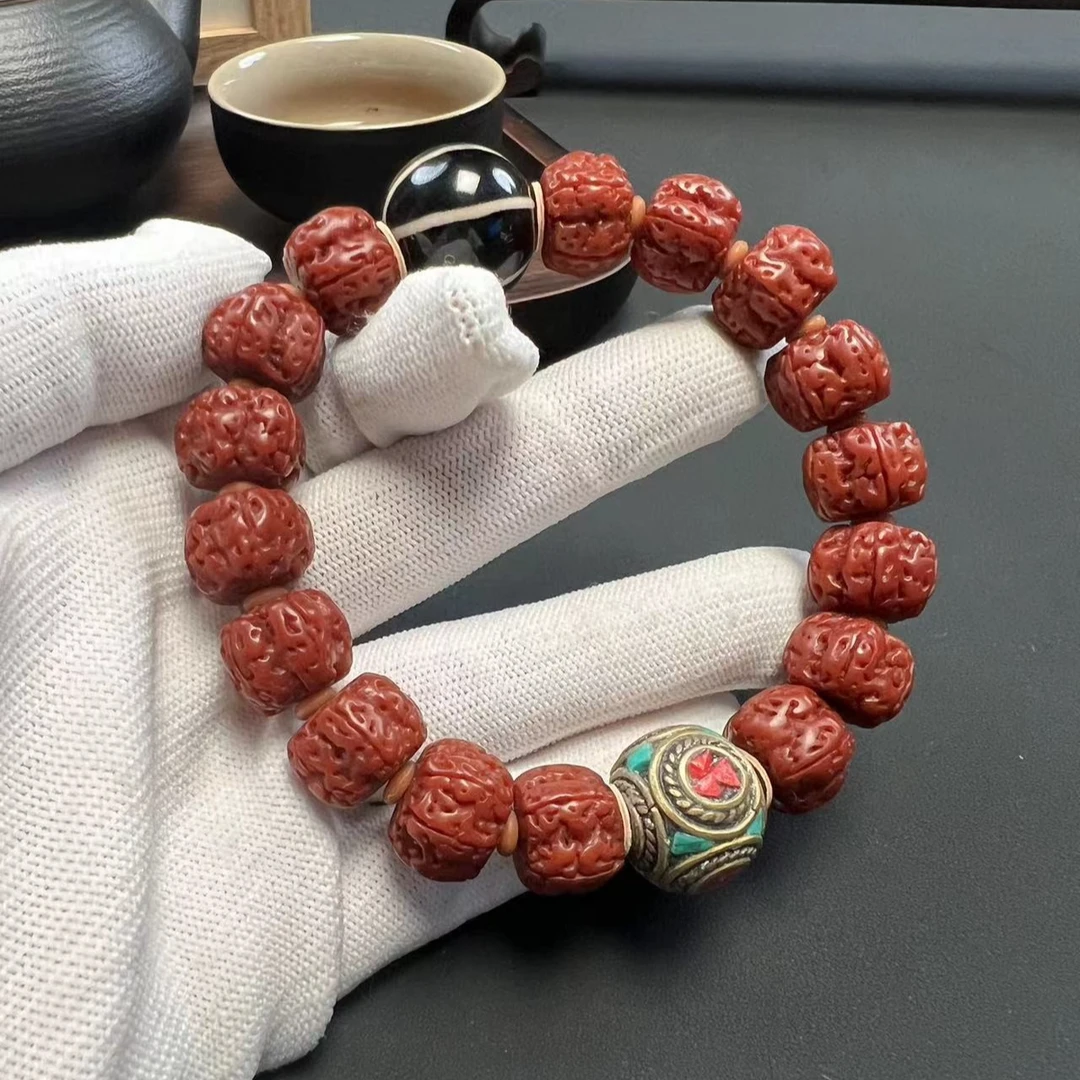 机刷小金刚菩提单圈玉化牛津红文玩手串男女