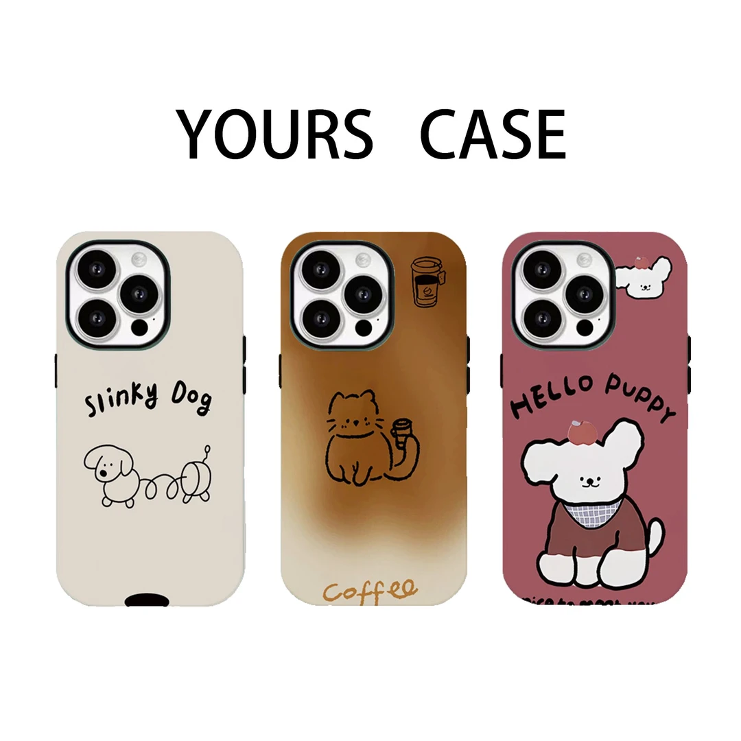 【韩国进口菲林二合一】卡通头像系列适用苹果17promax手机壳创防摔