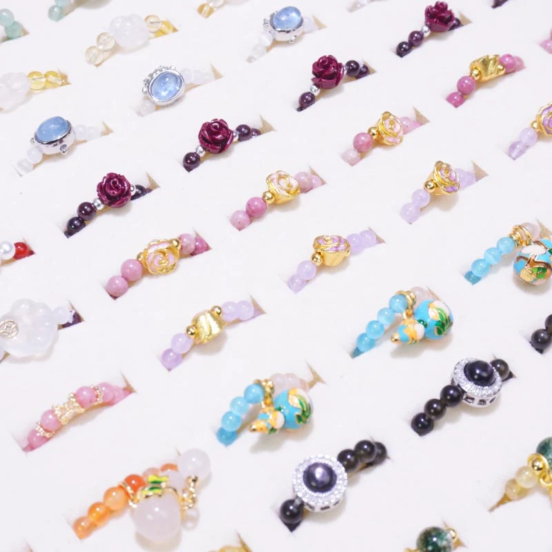 小桃初始盘串珠直播间专属 天然串珠戒指