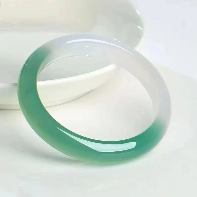 半山水天然玛瑙高冰玉石手镯【小北手镯】