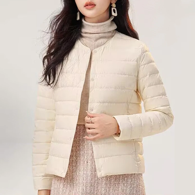 JJ01卡码拍大外套女2024年轻便新款秋冬圆领变V领保暖外套