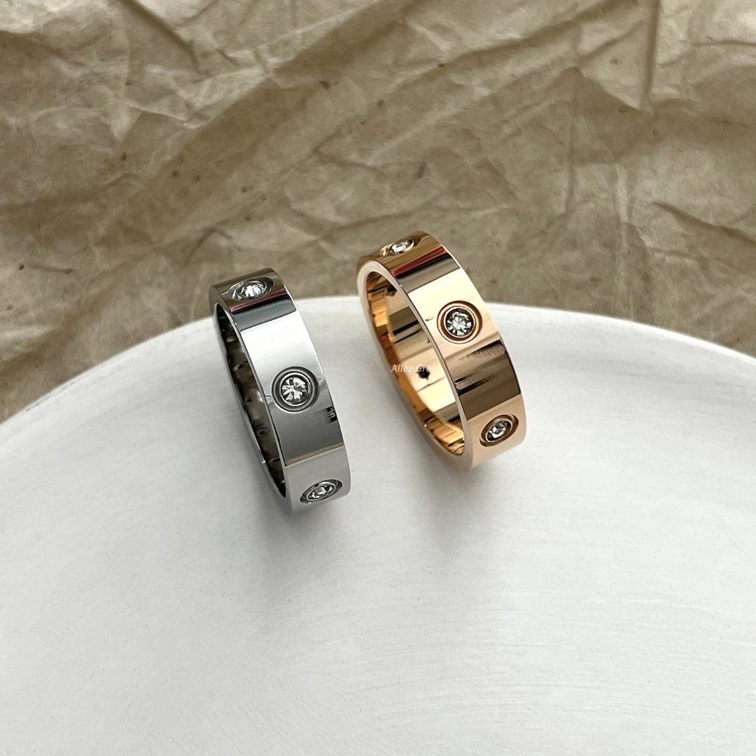 钛钢戒指 小众设计镶钻男女中性高级感欧美潮牌情侣对戒单身指环