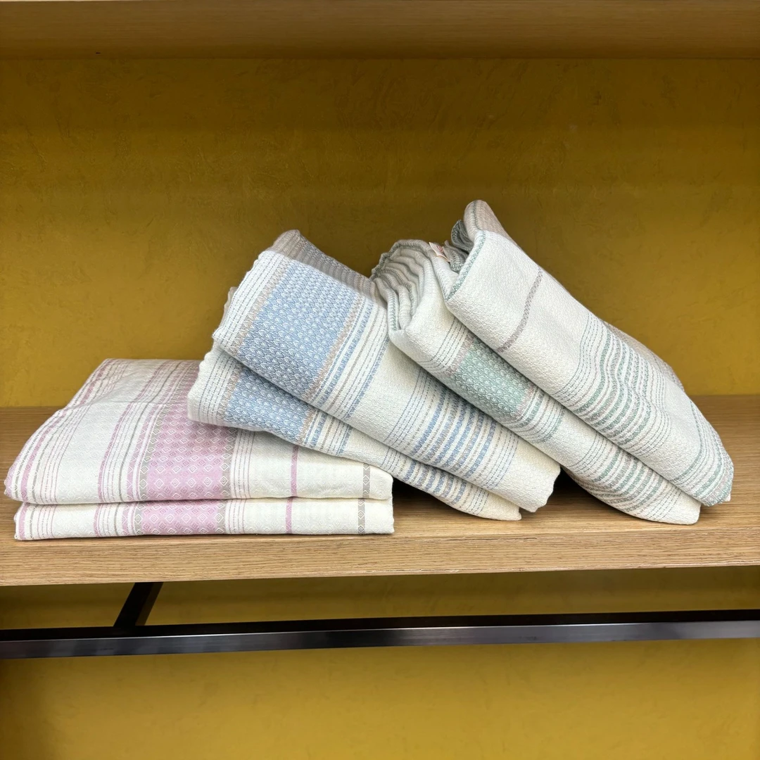 庄织-云漫2024全棉手工提花加厚老粗布三件套蓝染土布老粗布床单