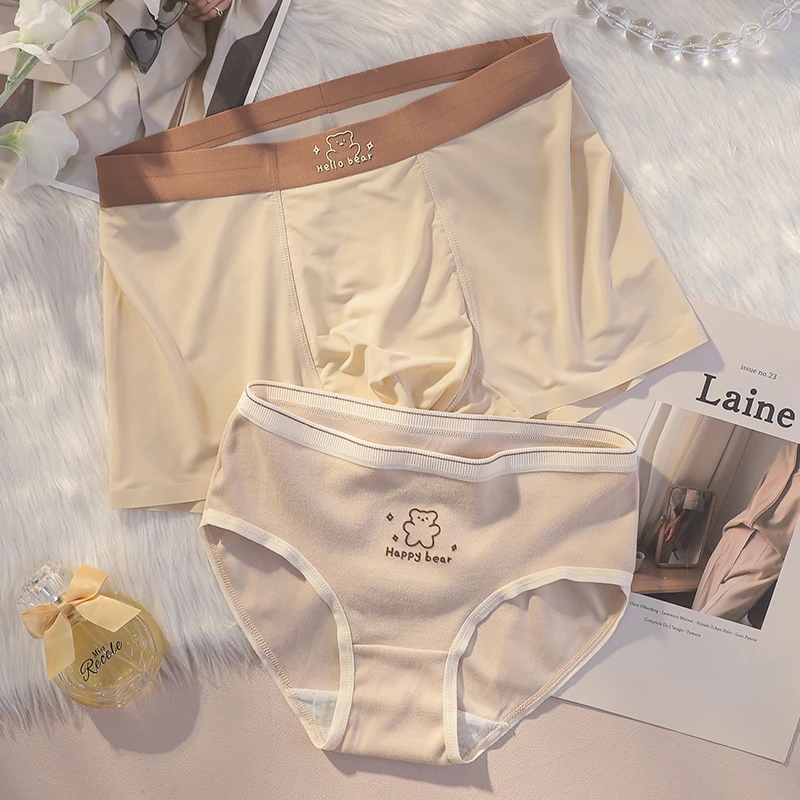 2024新款情侣内裤冰丝可爱卡通一男一女趣味性感纯欲夫妻内衣套装