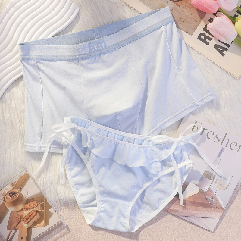 2025新款情侣内裤纯棉一男一女纯欲性感夏季夫妻透气内衣绑带套装