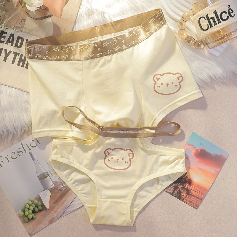 2025新款网红爆款情侣内裤纯棉一男一女纯欲可爱卡通夫妻内衣套装
