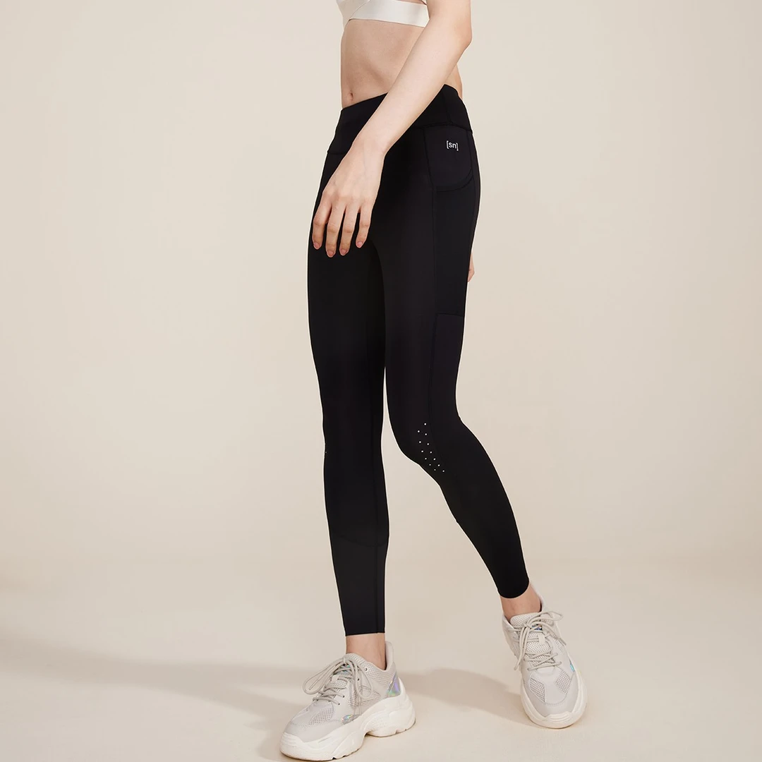 SN女款运动紧身裤中腰九分裤炫酷反光点健身外穿-RASWA01070296