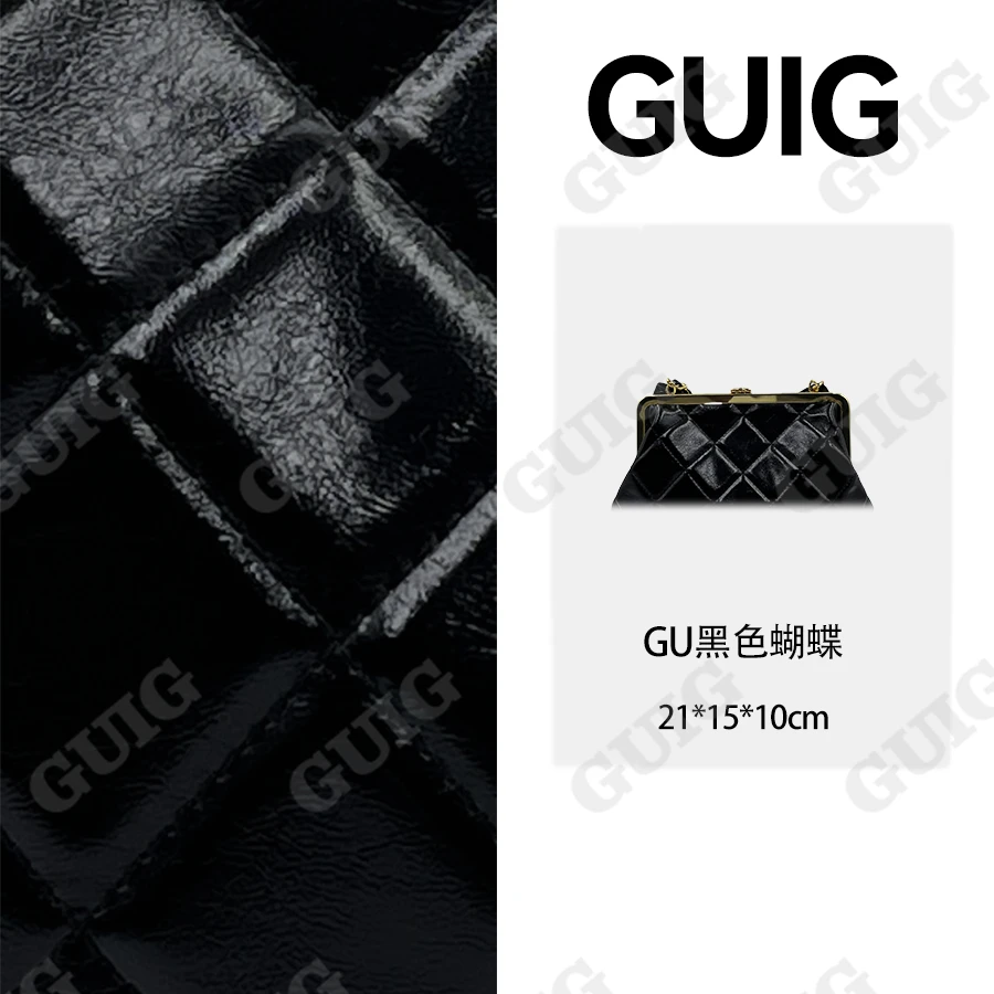 GUIG24秋冬新款手工真皮定制女包蝴蝶黑色