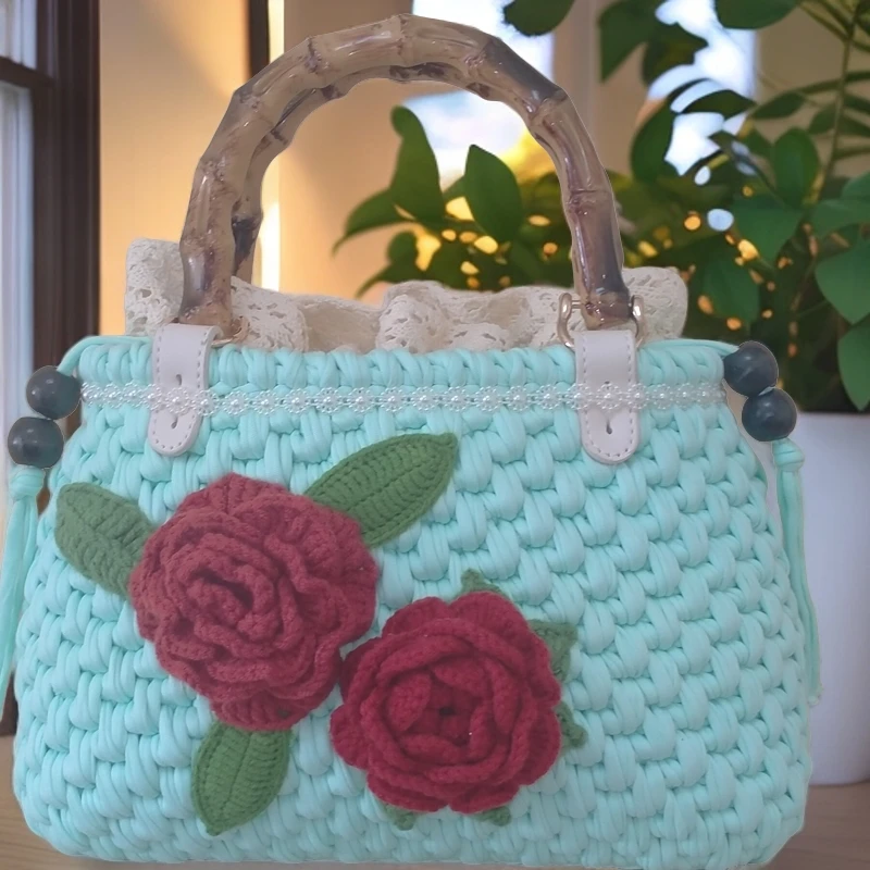 春款纯手工钩织手提包成品
