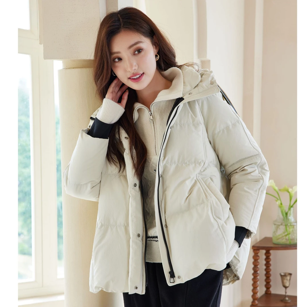 【女乔严选】芭依璐时尚抽绳休闲羽绒服 88Y6561（颜色不同面料）