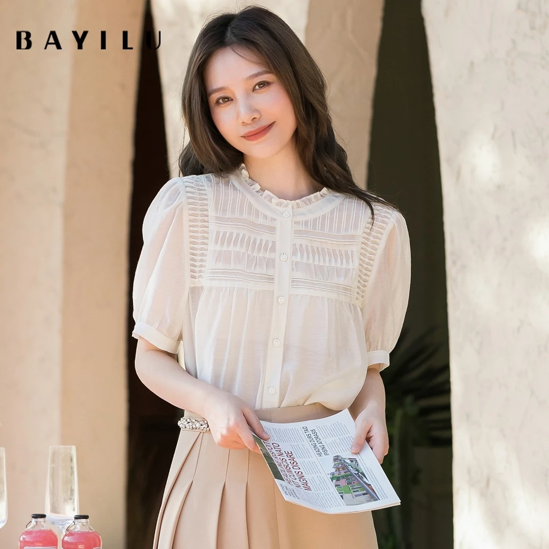 【籽言】芭依璐法式简约衬衫女夏季上衣86C0620