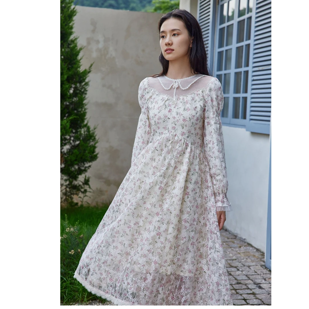 【念一甄选】芭依璐蕾丝蝴蝶花连衣裙88L7003（颜色不同面料）