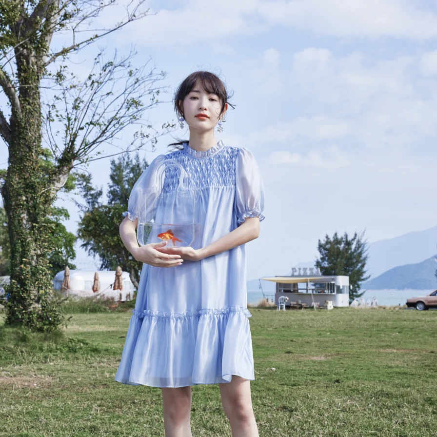 【云云】芭依璐夏季法式气质连衣裙81L7614(颜色不同材质)