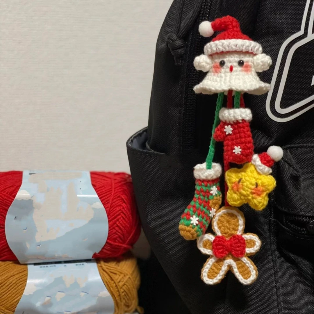 圣诞小幽灵姜饼人挂件小鬼手工编织diy材料包钥匙扣毛线钩针礼物