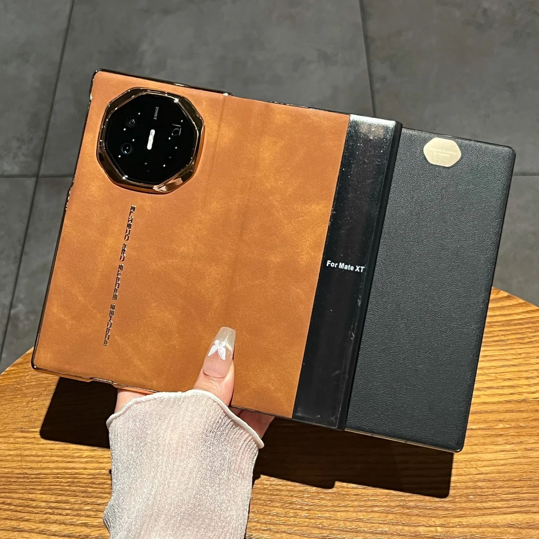 适用华为MateXT创意手机壳小羊皮纹翻盖皮套支架防摔潮牌真皮全包