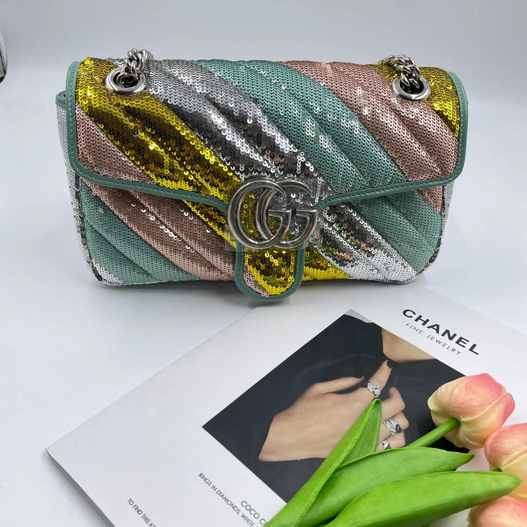 99新 GUCCI/古驰 亮片马蒙26单肩包