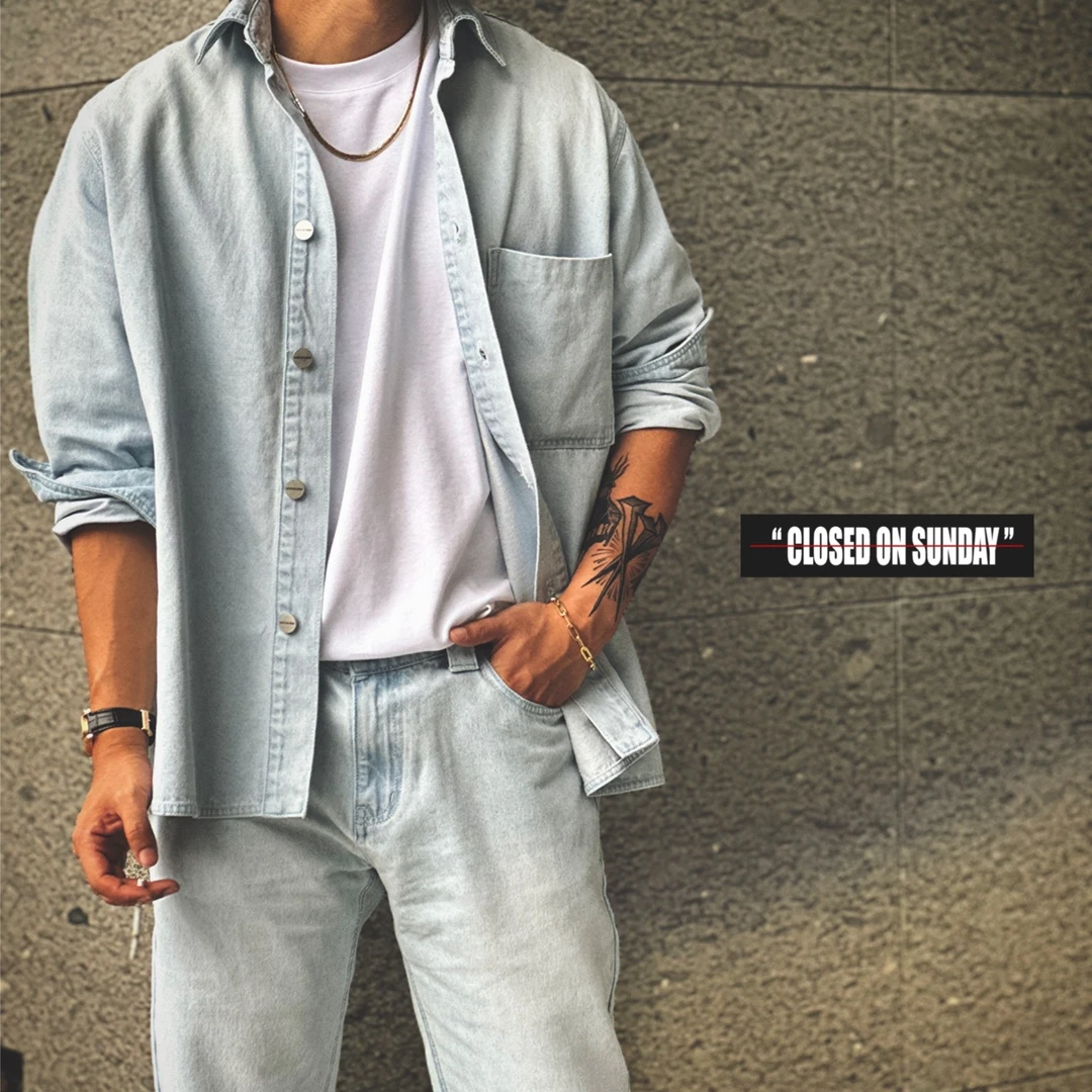 关闭周日 CALIFORNIA 加利佛尼亚 牛仔套装