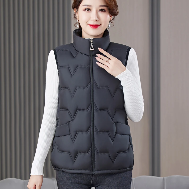 【粉丝福利】女士保暖立领时尚显瘦百搭秋冬季修身大码棉马甲9801