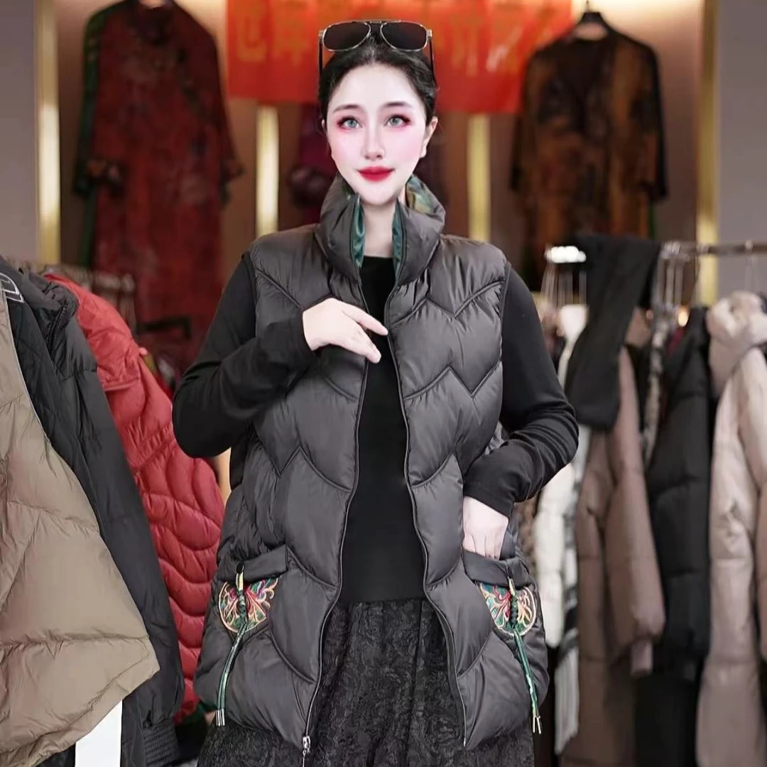 9872国风保暖立领时尚显瘦百搭外穿秋冬季修身新女士国风棉马甲LQ